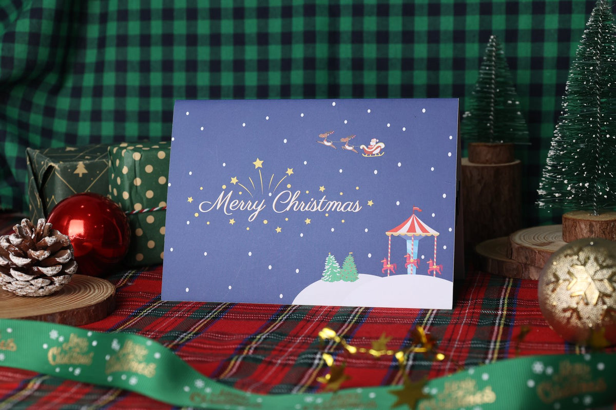 Christmas Theme Park 90° Greeting Card