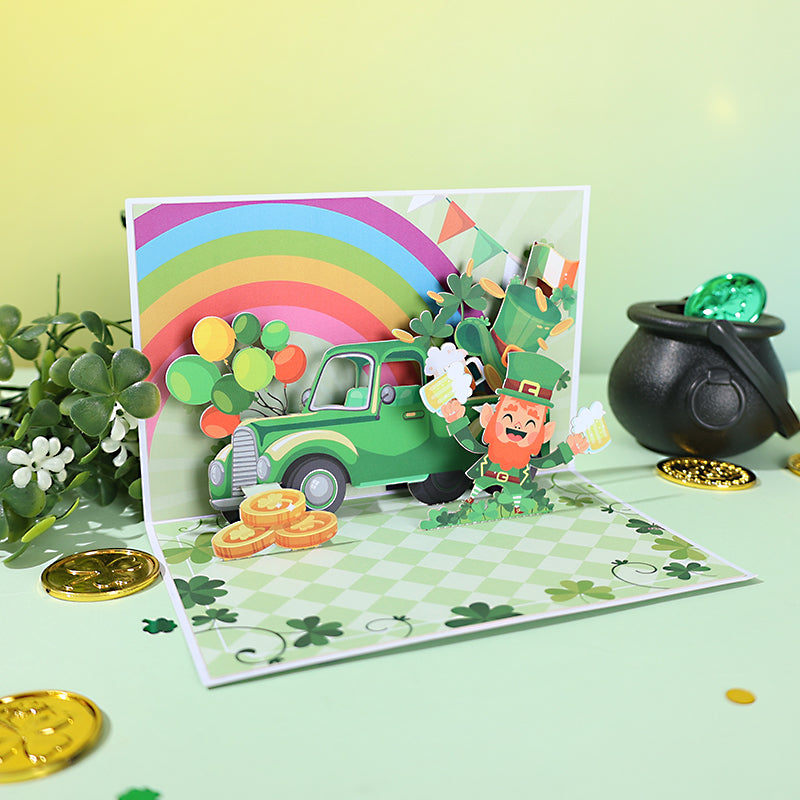 90 Degree Folding St. Patrick's Day Pop Up Card