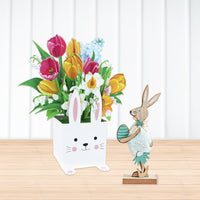 Factory Low MOQ Bunny Lily Blooming Flower Box 3D Pop-up Card Easter Floral Greeting Card