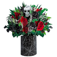 Factory Price Gothic Skull & Rose 3D Pop-Up Card Dark Floral 3D Flower Bouquet Greeting Card