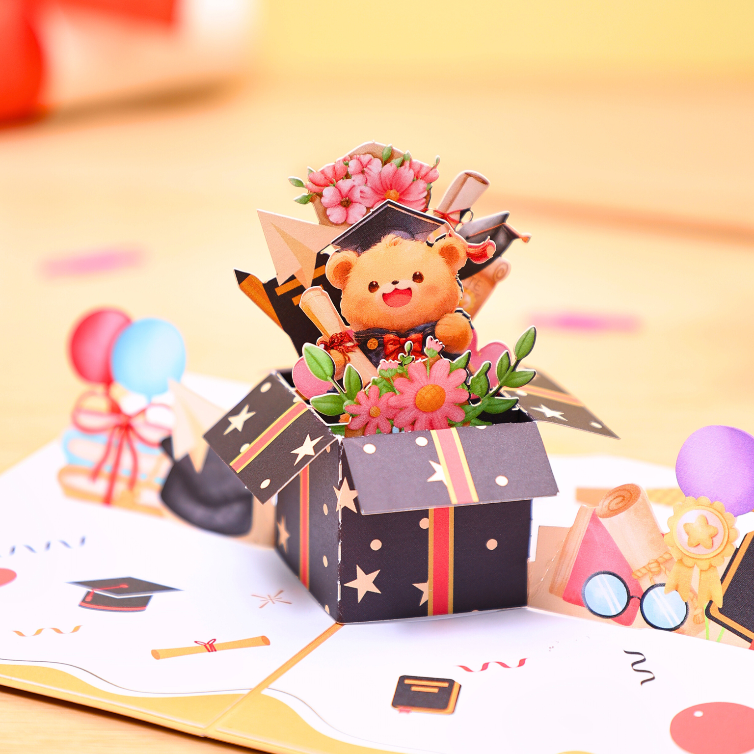 Graduation Bear 3D Pop Up Greeting Card