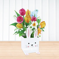 Factory Low MOQ Bunny Lily Blooming Flower Box 3D Pop-up Card Easter Floral Greeting Card