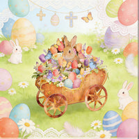 Easter Bunny Flower Cart Greeting Card