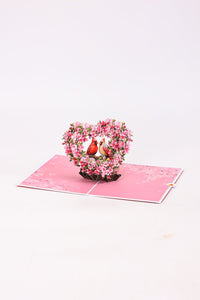 Cherry Blossom Bird Valentine's Day Greeting Card