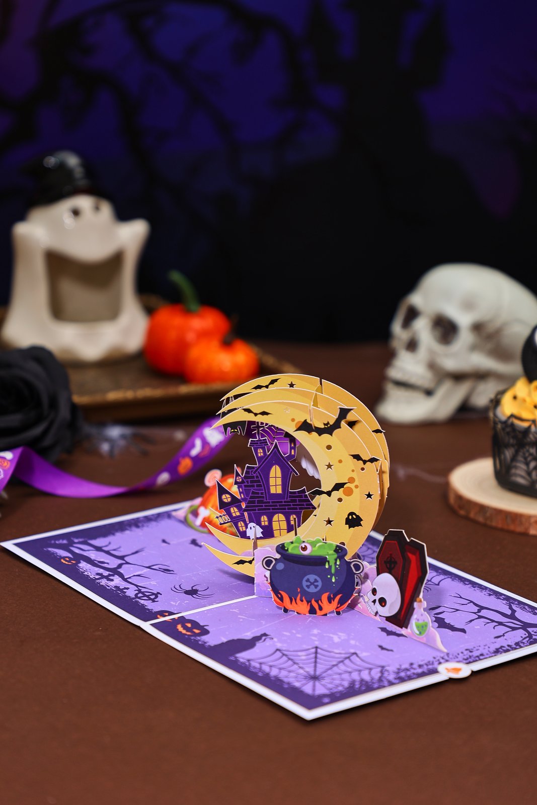 Halloween Crescent Moon Castle 3D Pop Up Card