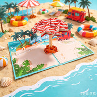 Summer Beach Party Umbrella 3D Pop Up Card