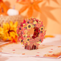 Autumn Floral Wreath Flip Pop Up Card