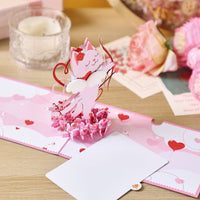 Cupid Kitten 3D Pop Up Card Wings
