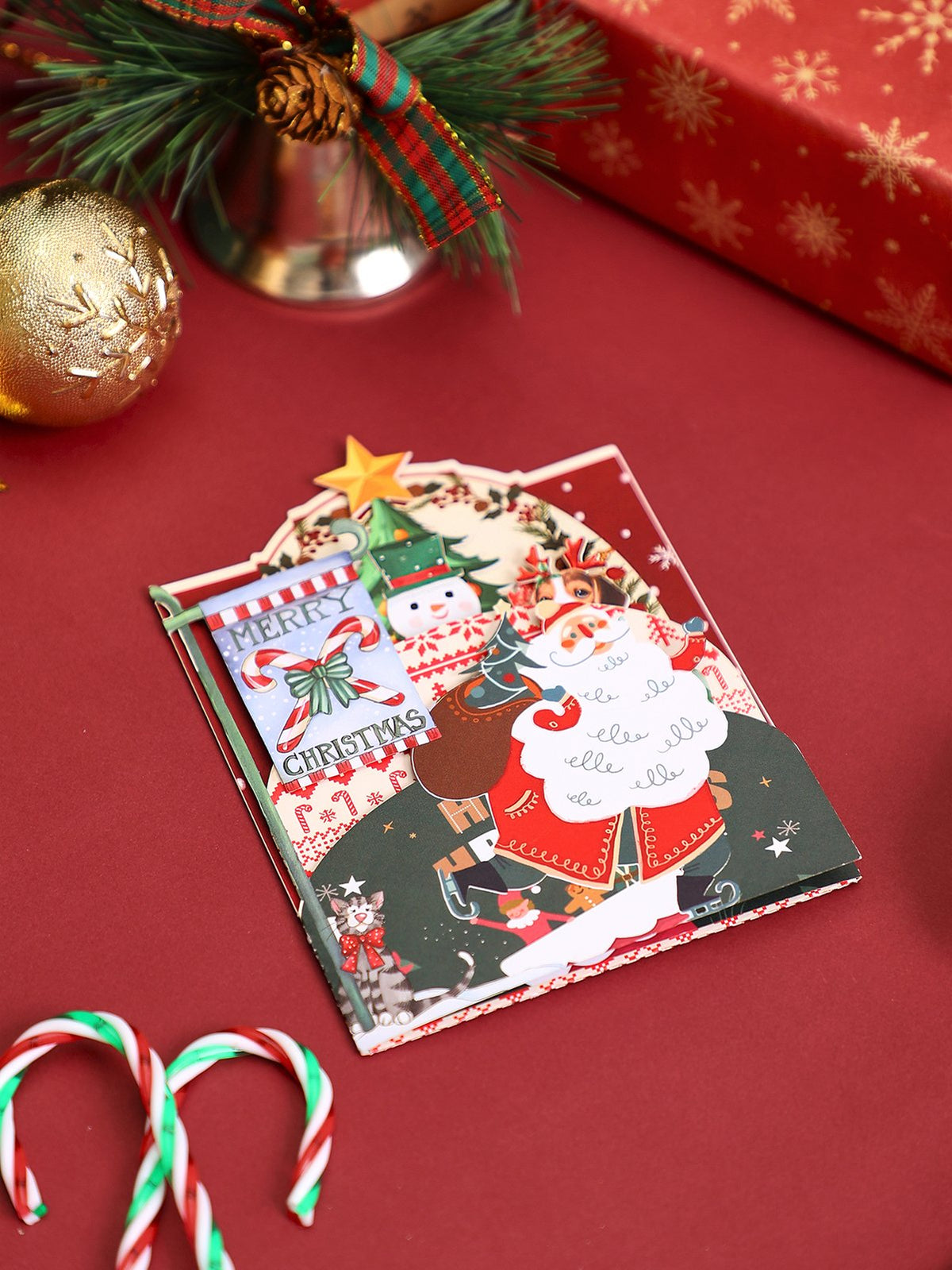 Christmas Snowman Christmas Tree Arch 3D Pop Up Card