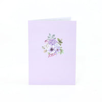Purple Heart Floral Wreath 3D Pop Up Card
