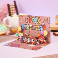 Burgundy Birthday Heart Flip Pop Up Card
