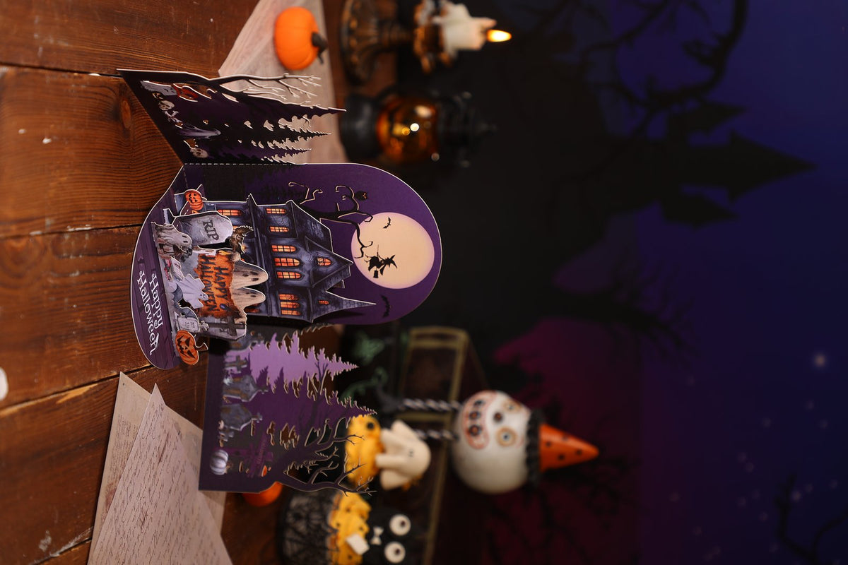 Halloween Night Witch Cottage 3D Pop Up Card
