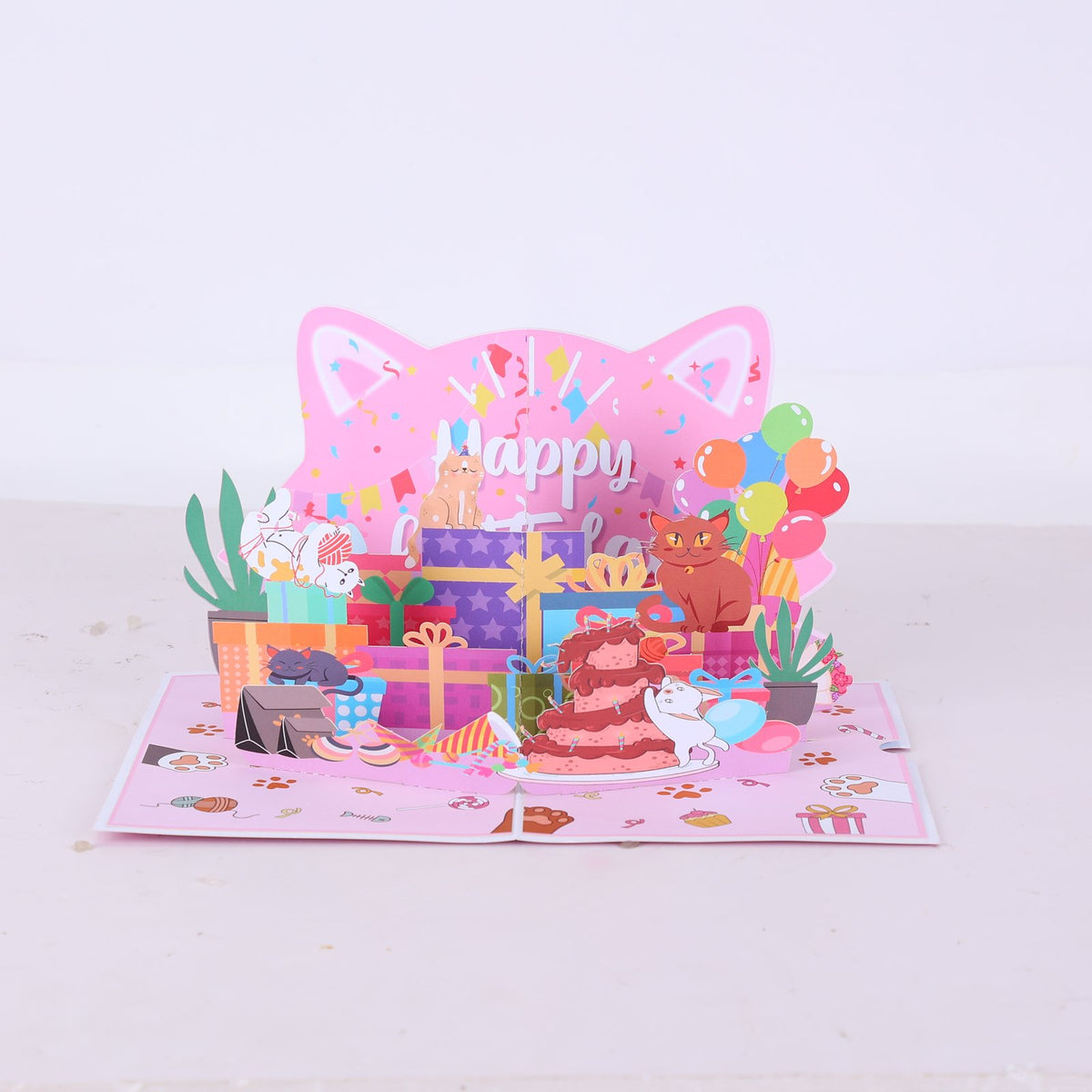 Cat Egg Birthday Party 3D Pop Up Card