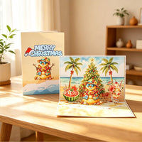 90° Christmas Snowman Beach Greeting Card