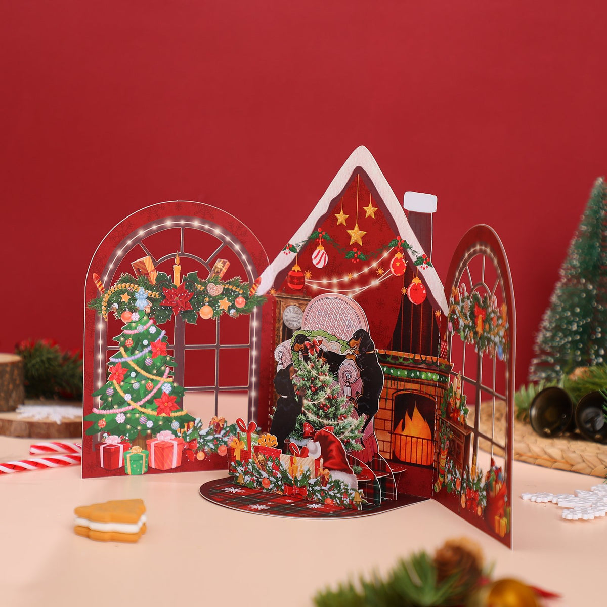 Christmas Window Scene 3D Pop Up Card