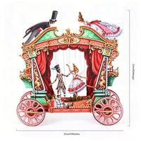 Vintage Wood Theater Horse Carriage Pop Up Card