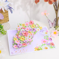 Mixed Color Cosmos Floral Branch Greeting Card