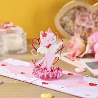 Cupid Kitten 3D Pop Up Card Wings