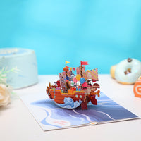 Cartoon Pirate Ship 3D Pop Up Card