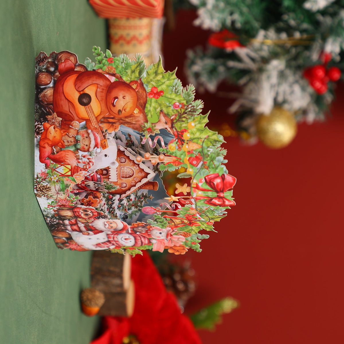 Santa Claus Animals Forest 3D Pop Up Card