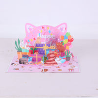 Cat Egg Birthday Party 3D Pop Up Card