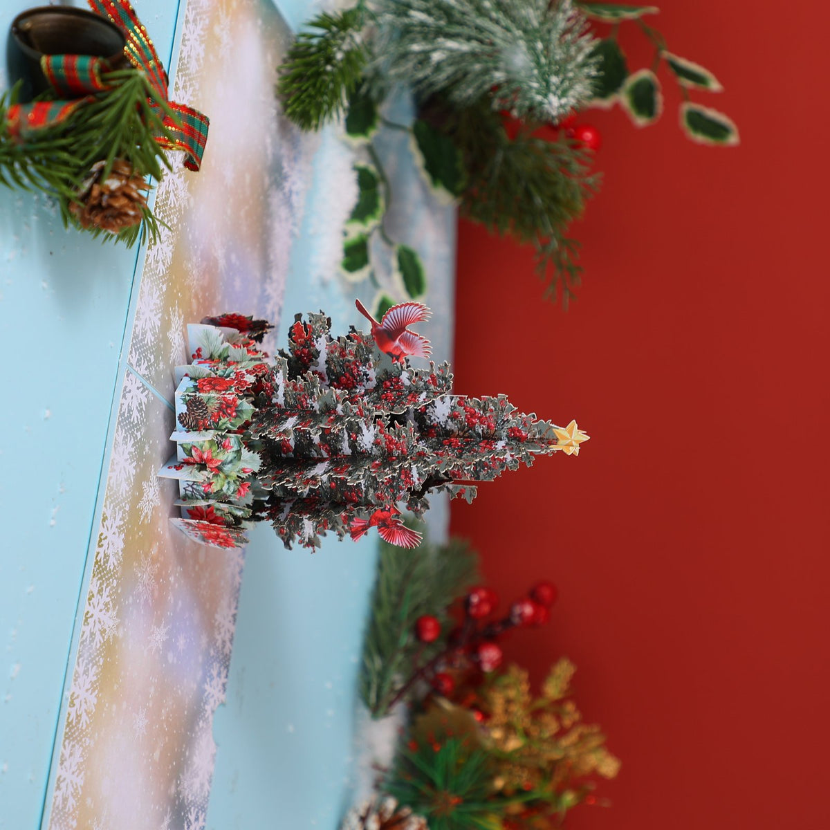 Blue Snowy Pine 3D Pop Up Card