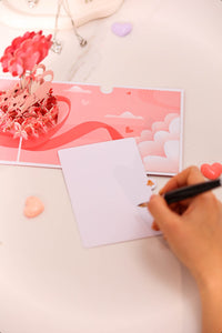 Cupid Cat Heart Balloon 3D Pop Up Card