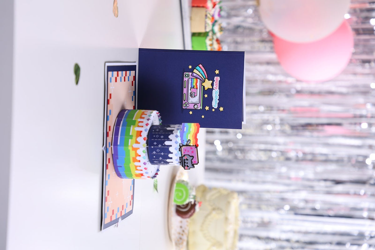Rainbow Cat Cake Birthday Greeting Card