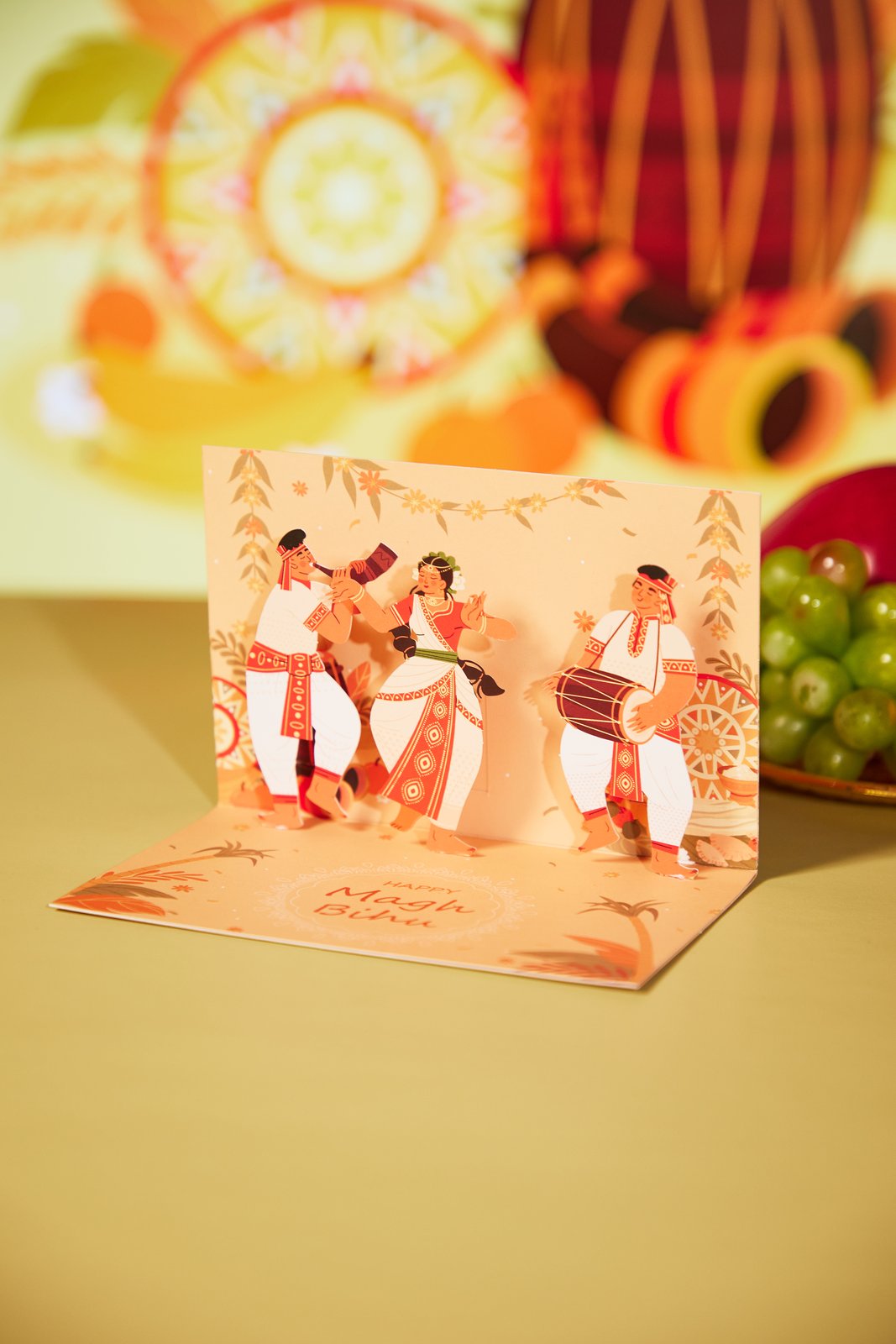 Assam Harvest Festival 90° 3D Pop Up Card