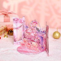 Pink Window Scene Christmas Greeting Card