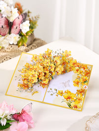 Yellow Orchid Floral Branch 3D Pop Up Card