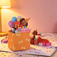 Dog Birthday Box 3D Pop Up Card