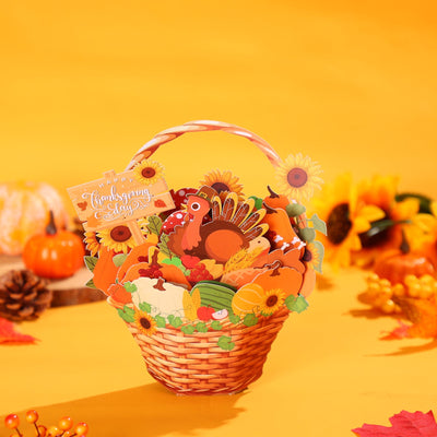 Thanksgiving Flower Basket 3D Pop Up Card