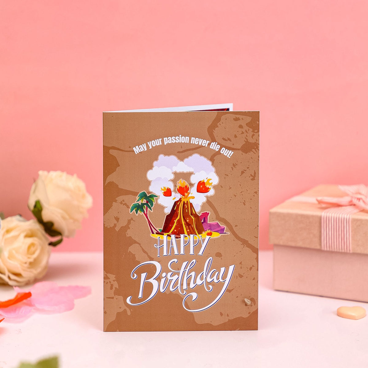 Twin Volcanoes Dinosaur Birthday 3D Pop Up Card