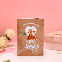 Twin Volcanoes Dinosaur Birthday 3D Pop Up Card