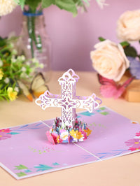 Cross Floral Flip Pop Up Card