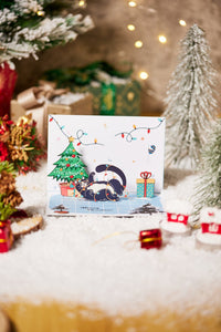 90° Cat Christmas Happy Climbing Tree Pop Up Card