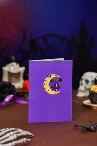 Halloween Crescent Moon Castle 3D Pop Up Card