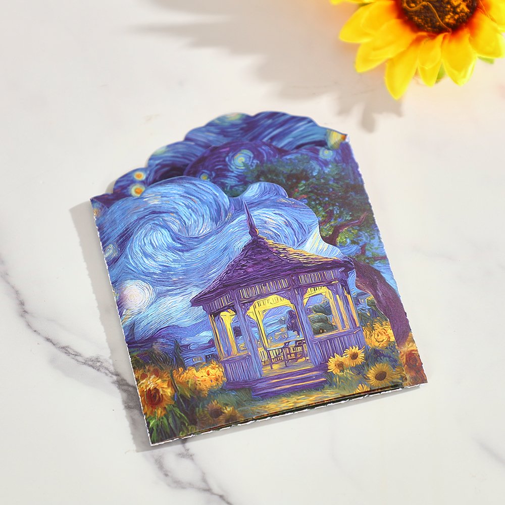 Van Gogh Starry Night Cat Greeting Card