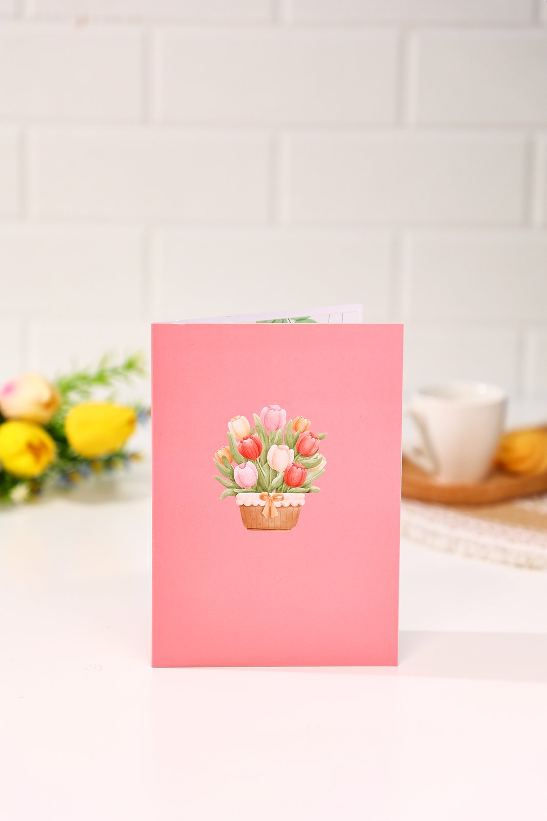 Tulip Flower Basket Greeting Card