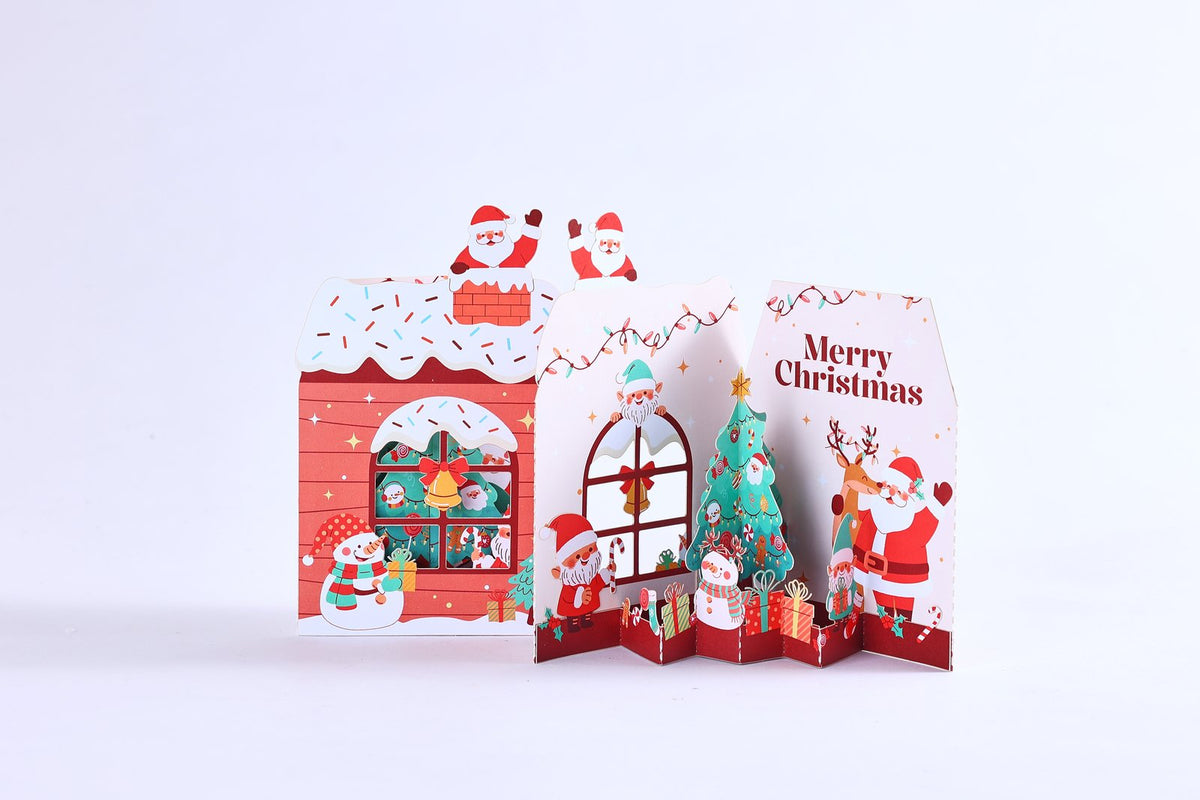 Christmas Tree Gnome Open Door 3D Pop Up Card