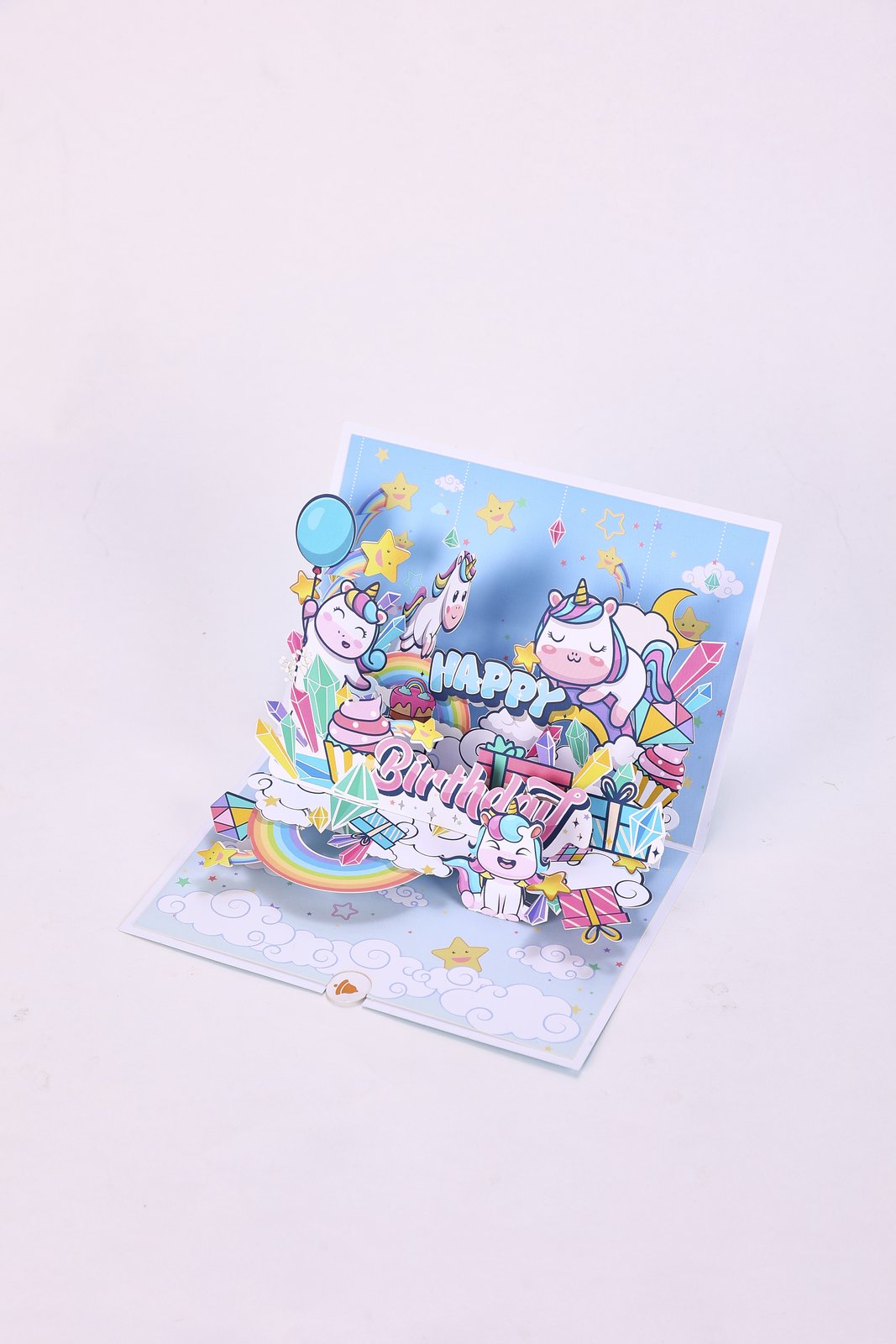Blue Unicorn Birthday Greeting Card