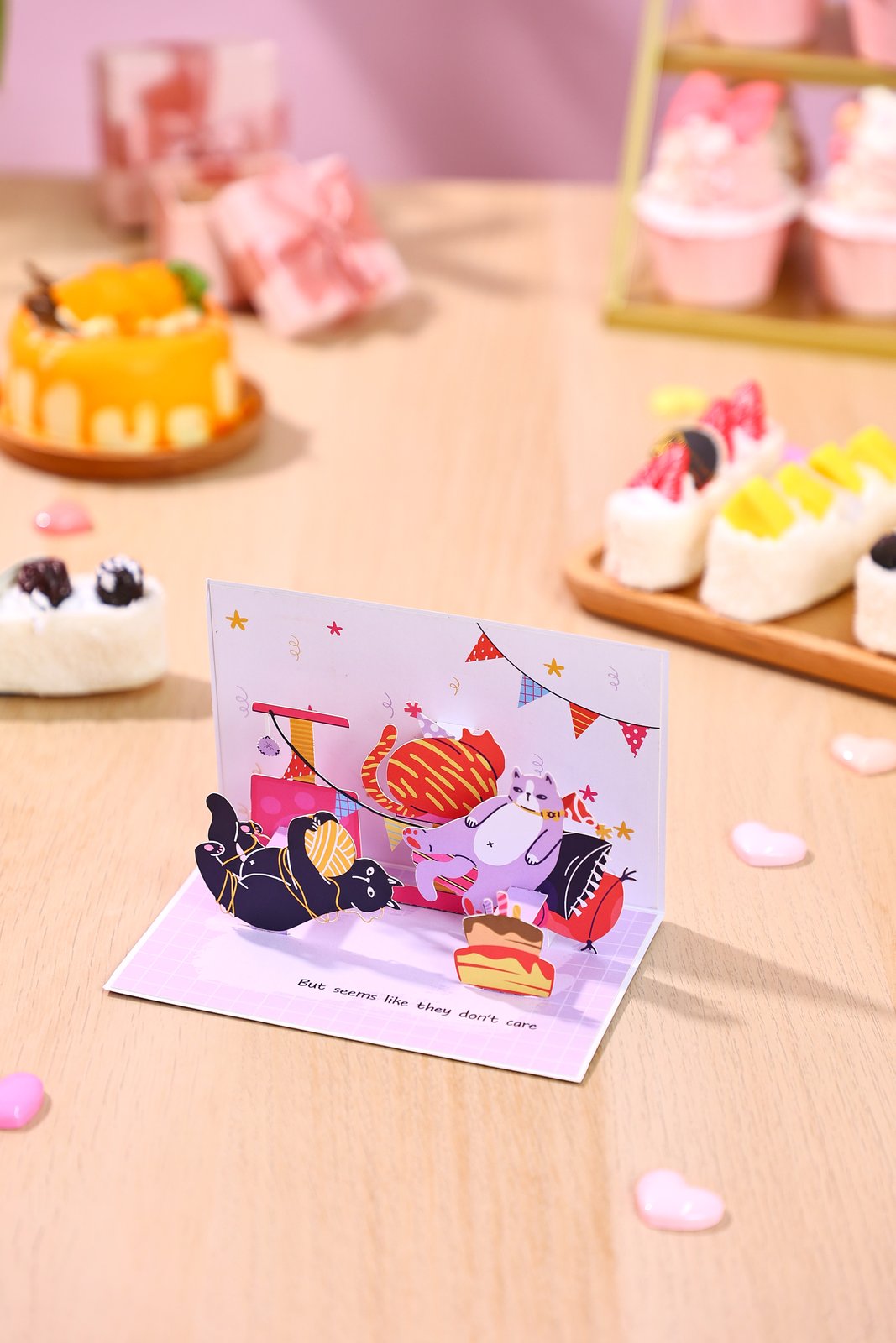 Cat Doesn't Care 90° 3D Pop Up Card