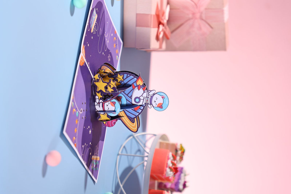 Space Cat Music 3D Pop Up Card