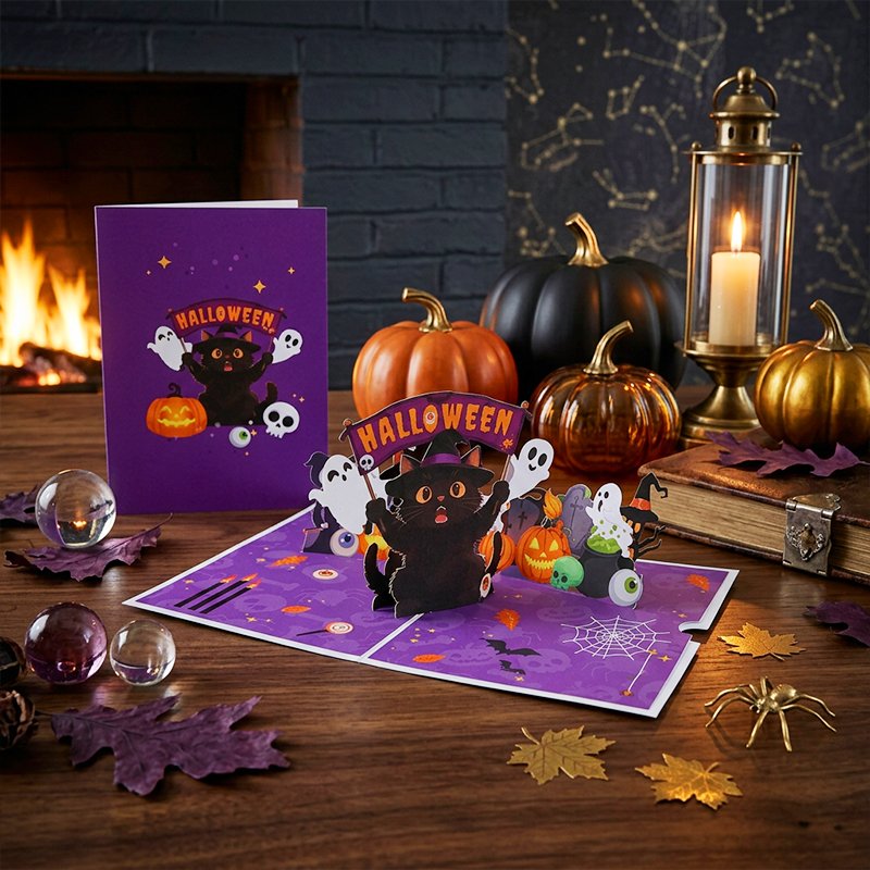 Black Cat Halloween Greeting Card