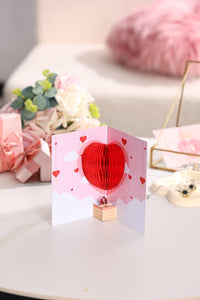 Valentine's Day Hot Air Balloon Honeycomb Greeting Card