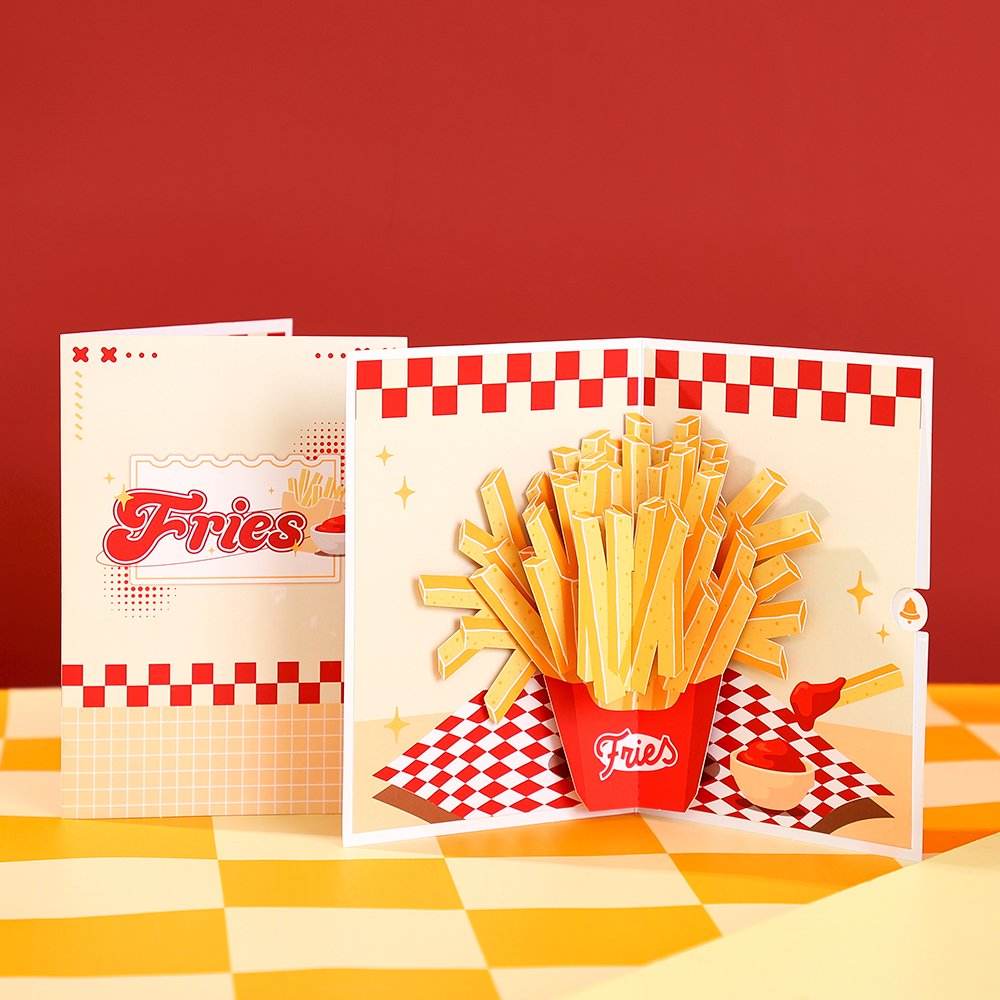 French Fries Food 3D Pop Up Card