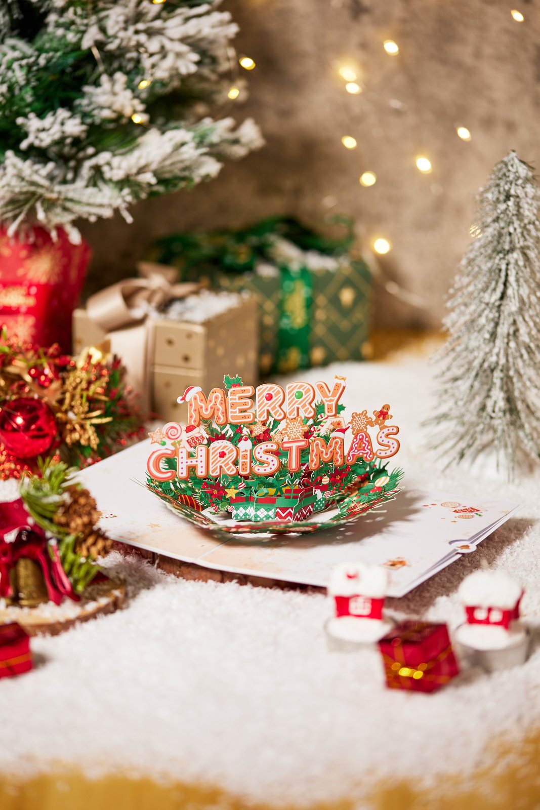 Christmas Happy Floral Wreath Greeting Card