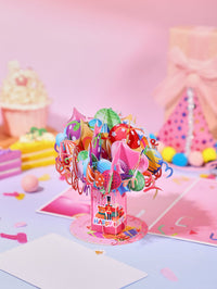 Pink Birthday Balloon Flip Pop Up Card