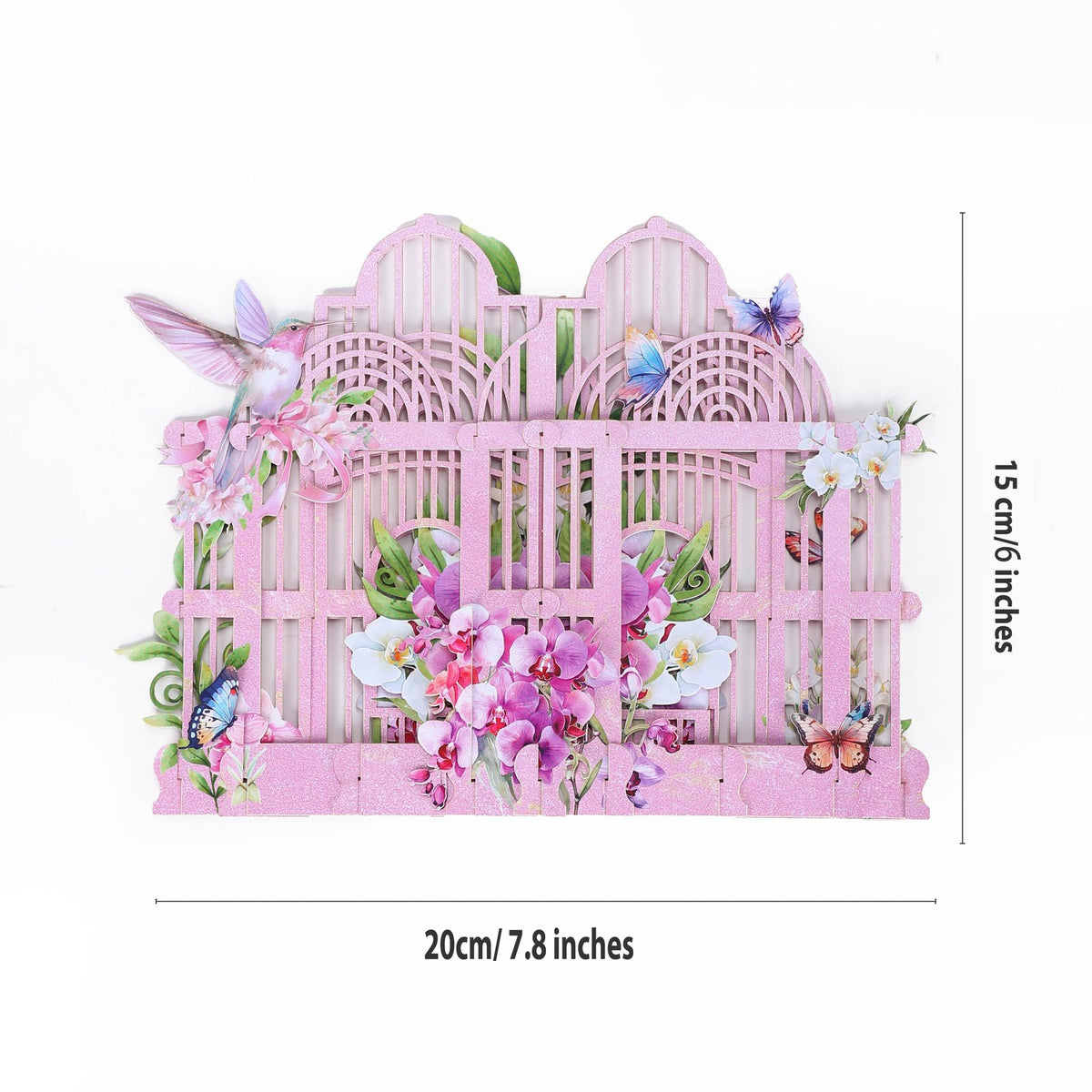 Pink Purple Orchid Birdcage 3D Pop Up Card